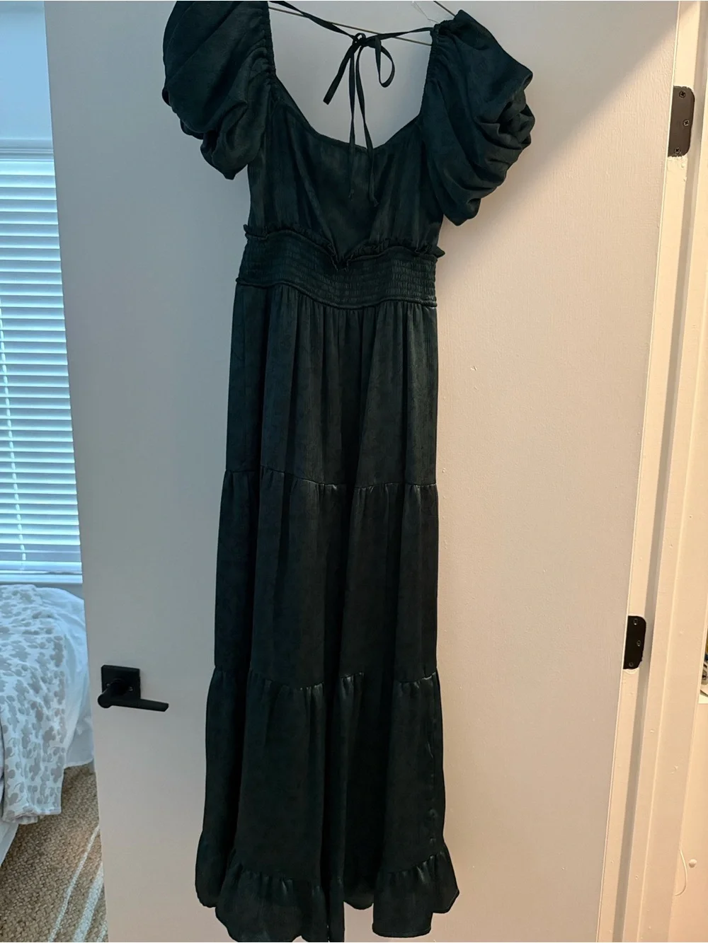 Altar'd State Teal Puff-Sleeve Tiered Maxi